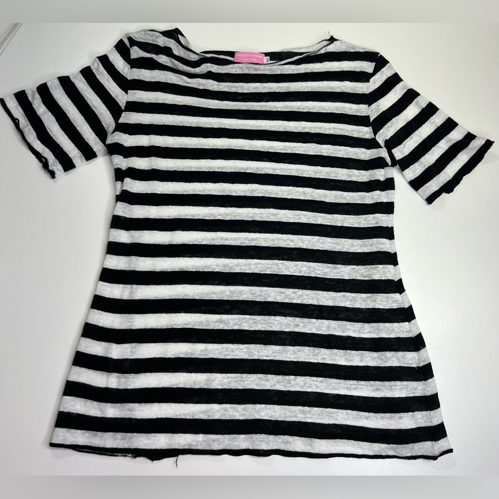 Nicoletta Fasani 100% Linen Striped Lightweight Top Made in Italy Size Medium